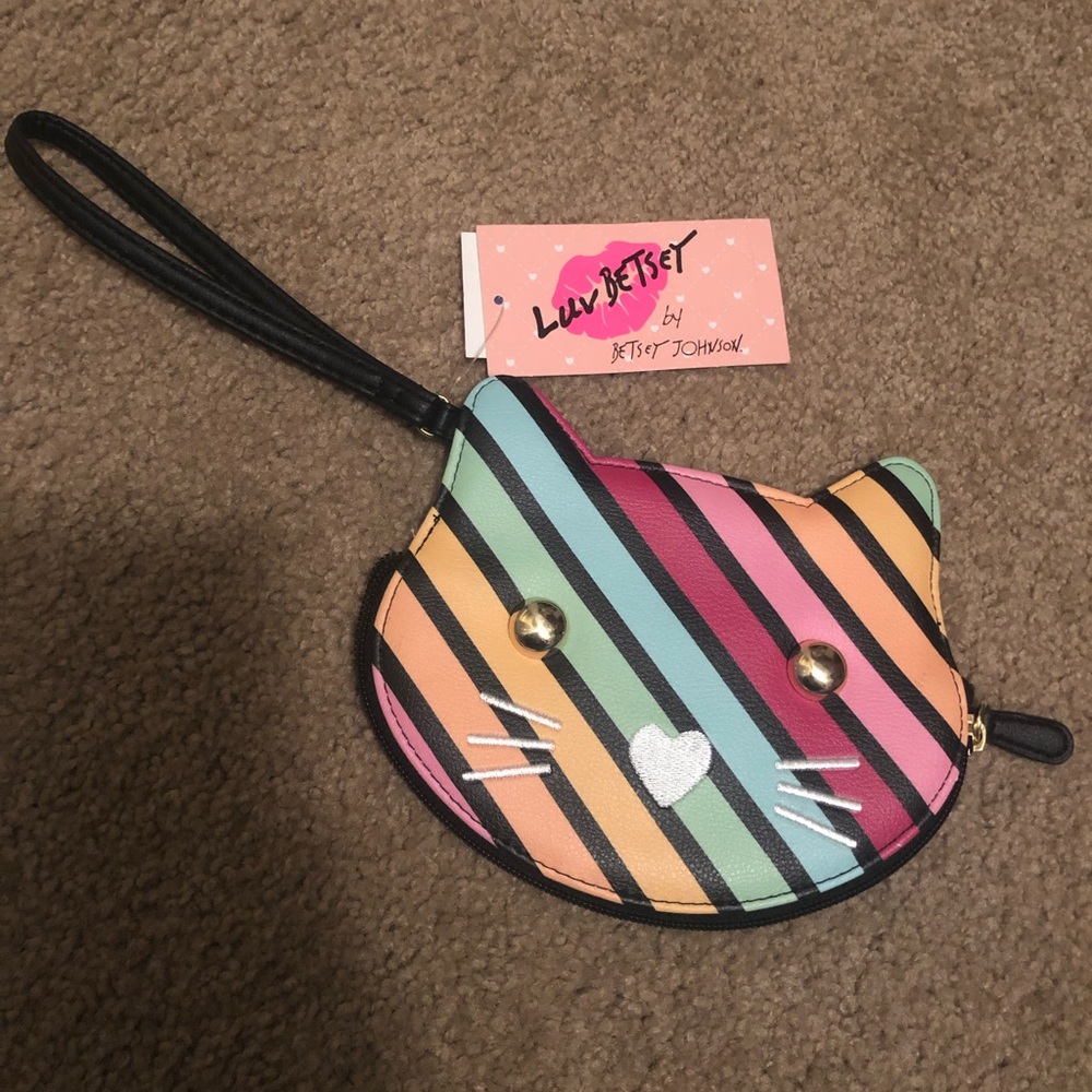 Betsey Johnson rainbow cat coin purse